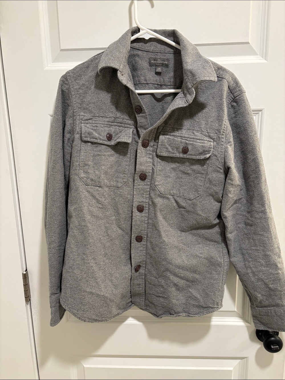 LL Bean Signature Gray Chamois Button-Up Shirt